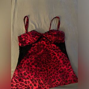 Vintage Bebe Circa 2004 Red & Black Leopard Print Camisole